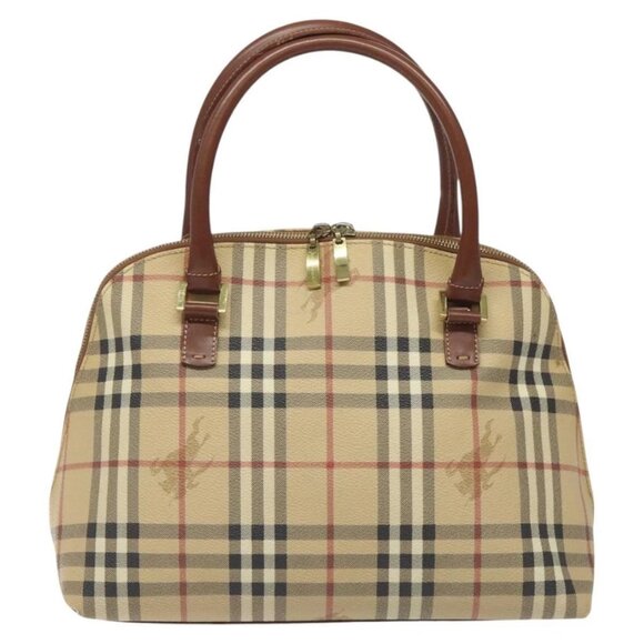 BURBERRY Nova Check Hand Bag PVC Beige Auth 115924 - Picture 2 of 16